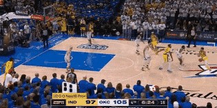 NBA雷霆120-109击败步行者 杰威全场40分6板4助